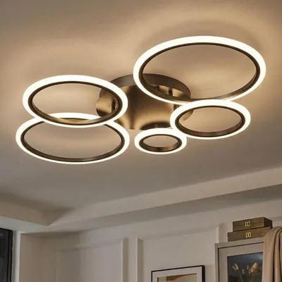 Zdjęcie produktu dla Regulowana lampa sufitowa LED, lampa sufitowa LED do salonu, z pilotem, funkcją pamięci, regulacją barwy światła od 3000K do 6500K, timerem, nowoczesna lampa pierścieniowa o średnicy 100 cm, kolor czarny