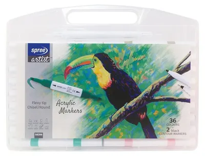 Image de Marqueurs acryliques double face, 36 couleurs - Koh-I-Noor