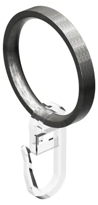 Produktbild von Gardinenringe mit Faltenhaken, Ringe in Edelstahl-Optik für 16 mm Gardinenstangen (24 Stück)