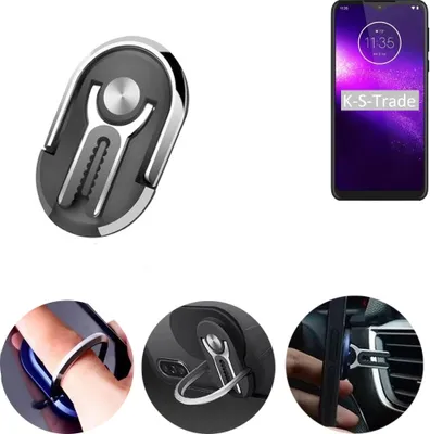 Produktbild von K-S-Trade 3in1 Smartphone-Ring Handy-Ring kompatibel mit Motorola One Macro Fingerhalterung  Handyring Tischständer Lüftungsgitter-Halterung Tisch