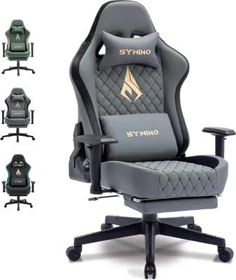 Zdjęcie produktu dla Fotel gamingowy Symino udźwig 200 kg skórapoliuretan Vintage szary