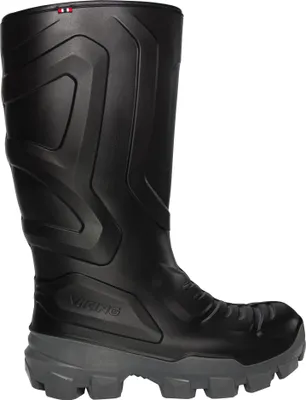 A black and gray Viking unisex boot is shown against a white background.