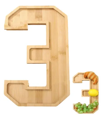 3er-Set Holzplatten mit Zahlen, 30x20 cm, Servierplatten
