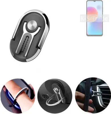 Produktbild von K-S-Trade 3in1 Smartphone-Ring Handy-Ring kompatibel mit ZTE Blade A52 Fingerhalterung  Handyring Tischständer Lüftungsgitter-Halterung Tisch