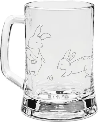 Produktbild von Mr. & Mrs. Panda Krug Hasen Muschel - Transparent - Geschenk, Beste Freundin, Strand, Muttertag, Bierhumpen, Gravur Bierkrug, Ferien, Glas, Urlaub, Glaskrug, Seidel