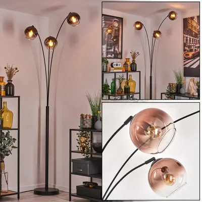 Produktbild von Cesaro Stehlampe aus Metall/Glas in Schwarz/Kupfer/Klar