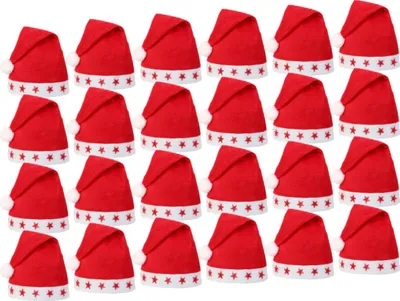 Produktbild von Blink LED Weihnachtsmütze Rot mit leuchtenden Sternen – Lustige Nikolausmütze mit Licht für Damen & Herren – Weihnachtsmütze mit Blinkfunktion, Bommel & Weihnachtsmotiv für Party, Kostüm & Weihnachtsfeier Menge wählen: 24 Stück