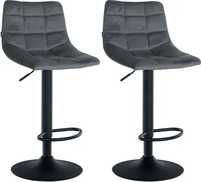 Produktbild von 2er Set Barhocker Jerry Samt schwarz dunkelgrau