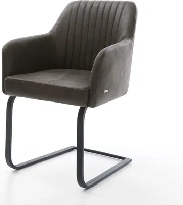 Produktbild von DELIFE Freischwinger Greg-Flex Mikrofaser Anthrazit Vintage Freischwinger flach Schwarz Taschenfederkern