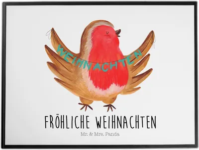 Produktbild von Mr. & Mrs. Panda schreibtischunterlage Rotkehlchen Weihnachten - Weiß - Geschenk, Weihnachtsmotiv, Weihnachtsgruß, Winter, Heiligabend, tischschutz, Frohe, malunterlage