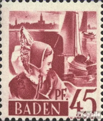 Produktbild von Briefmarken Franz. Zone-Baden 1947 Mi 9IV Fleck über der Haube (Feld 40) postfrisch Freimarken