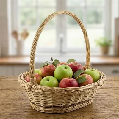 Image de Panier à repasser "Zopfrand" petit, en osier, blanc, corbeille à fleurs