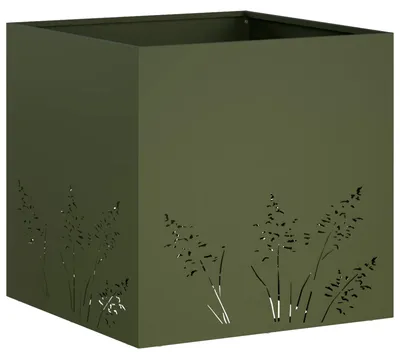 Immagine prodotto di vidaXL Vaso da giardino, verde oliva, 50 x 50 x 49 cm, acciaio laminato a freddo