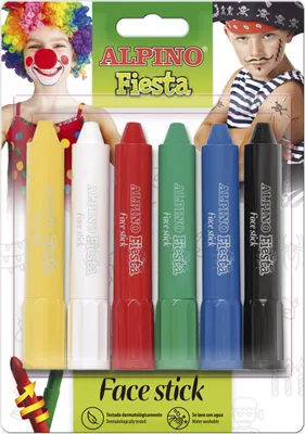 Obrázek produktu pro Alpino DL000014, Černá, Modrá, Zelená, Červená, Bílá, Žlutá, Tvrdý, Dospělí a děti, 6 kusů, Blistr