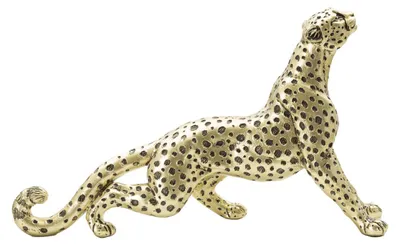 Produktbild von Skulptur sitzender Gepfleckter Leopard aus goldenem und schwarzem Kunstharz