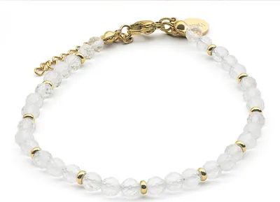 Produktbild von LAVISA Granat Edelstein Armband - 4mm Perlen - Echte Naturstein Perlen | Kristallperlen, Heilsteine | Onesize mit Verlängerung (Bergkristall)
