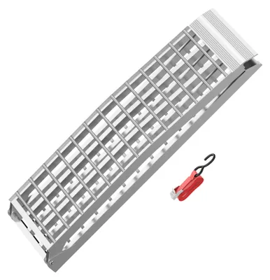 Productafbeelding van Wiltec oprijplaat, 274 cm, zilverkleurig, 680 kg draagvermogen, geschikt voor ATV, motorfiets en quad, aluminium, inklapbaar