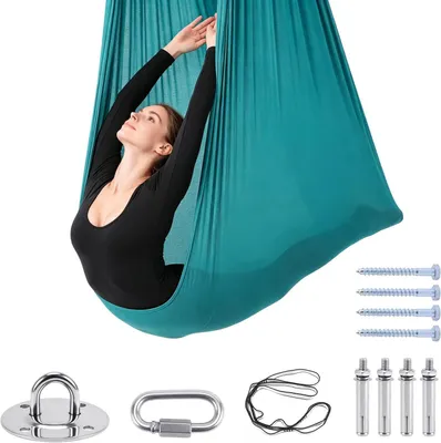 Immagine prodotto di Amaca per yoga, resistente fino a 200 kg, realizzata in tessuto elastico di cotone, ideale per fitness e pilates