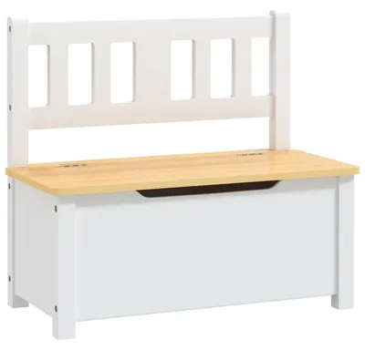 Produktbild von vidaXL Kinderbank mit Stauraum Weiß und Beige 60x30x55 cm MDF