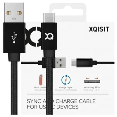 Immagine prodotto di Xqisit Cavo in cotone Usb C 3.0 nero 1,8 m 27749