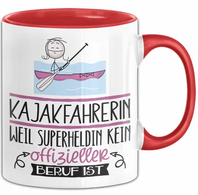 Produktbild von Kajakfahrerin Geschenk Tasse Lustiger Spruch Kajakfahrerin Weil Superheldin Kein Offizieller Beruf Ist Geschenkidee (Rot)