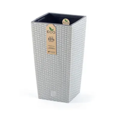 Zdjęcie produktu dla doniczka 29cm RATO SQUARE ECO WOOD DRTS300W-S449W biały plastik PROSPERPLAST