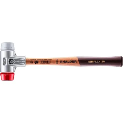 Produktbild von HALDER SIMPLEX Schonhammer Ø 30 mm TPE-mid grau / Plastik rot mit Aluminiumgehäuse