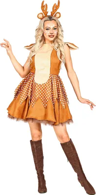 Produktbild von Rentier Damenkostüm für Erwachsene braun-beige - XS