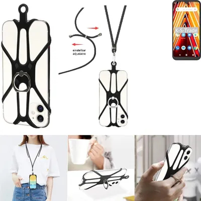 Produktbild von K-S-Trade 3in1 Handykette Handyband Handykordel Halsband Smartphone-Ring Handy-Ring kompatibel mit Archos Oxygen 63 Fingerhalterung Handyring