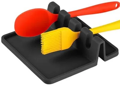 Immagine prodotto di Ultiluxe Portaposate - Supporto per utensili da cucina - Aiuto in silicone da cucina - Senza BPA - Impermeabile - 13,8 x 13,8 x 3,9 cm - Nero