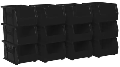 Aufbewahrungsbox Kunststoff 23,5x15,24x12,7 cm stapelbar schwarz