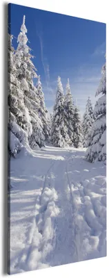 Produktbild von Wallario Premium Leinwandbild Wanderweg im Schnee in Größe 60 x 150 cm