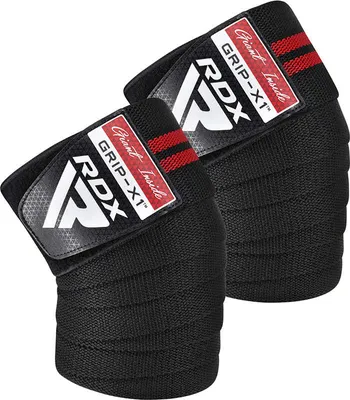 Produktbild von RDX Kniebandagen, Paar, Gewichtheben, IPL USPA-, 78 Zoll lange elastische Gurte für Fitnessstudio-Workout, Fitness-Kniebeugen, Powerlifting, Training für Männer und Frauen, Kniebeugen, Beinpresse