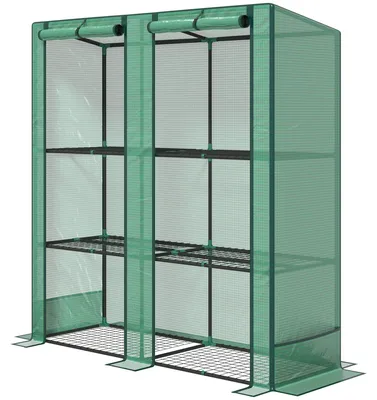Obrázek produktu pro Mini skleník se 3 úrovněmi – skleník pro pěstování | Barva: zelená | Rozměry: 48 x 144 x 152/142 cm