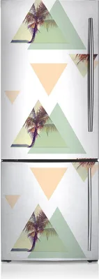 Produktbild von Kühlschrankfolie Aufkleber Kühlschrankmagnete Dekoration Kühlschrankfolie 60x205 cm - Palmen in Dreiecke.