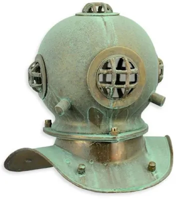 Produktbild von Casa Padrino Deko Antik Stil Taucherhelm Mintgrün korrodiert / Kupferfarben 20,6 x 17,2 x H. 20,5 cm - Wohnzimmer Deko - Schreibtisch Deko