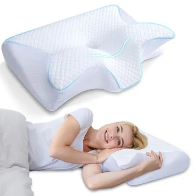 Produktbild von Ergonomisches Memory-Schaum Nackenstützkissen 2-in-1 mit abnehmbarem Bezug