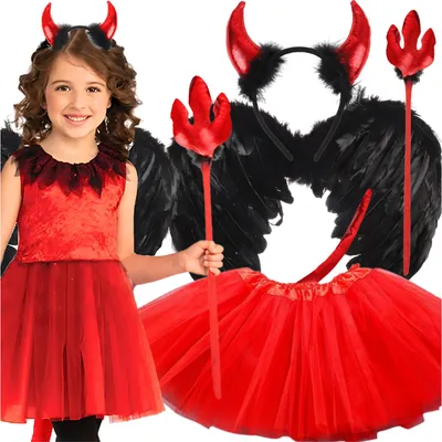 Obrázek produktu pro Kostýmní převlek na karneval, betlém, ďábelský kostým pro dívky, dětský 5 v 1