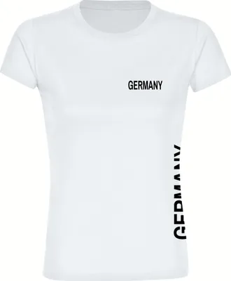 Produktbild von multifanshop Damen T-Shirt - Germany - Brust & Seite, weiß, Größe S