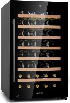 Produktbild von Klarstein Weinkühlschrank Freistehend, Kleiner Getränkekühlschrank Schmal, 1 Zone Weinkühlschrank mit Glastür, Indoor/Outdoor Beersafe, Kühlschrank Klein mit UV-Schutz, 5-18°C, 52 Flaschen