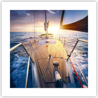 Produktbild von Poster - Poster ohne Rahmen - Segelboot Meer - 40x40 cm - Wand Bild - Wanddeko - Wandbilder - Kunstposter - Wandposter - Bilder - Kunstdruck - Wanddekoration - Wandbild - P2XAC40x40-4076