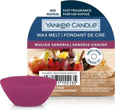 Produktbild von Yankee Candle Mulled Sangria Signature Wax Melts, Rund, Violett, Apfel, Orange, Zimt, Zedernholz, Vanille, 67 mm