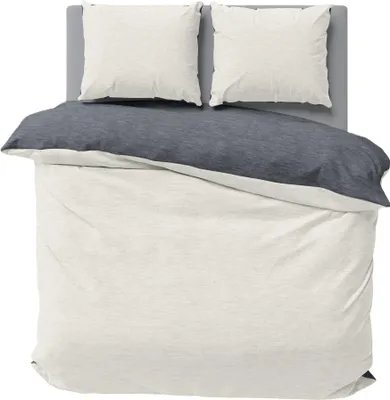Produktbild von Winter Bettwäsche Biber Meliert Baumwolle Flanell Kuschelig Flauschig Warm Weich Modern, Größe:3 teilig 200x220 cm, Farbe:natur beige / anthrazit