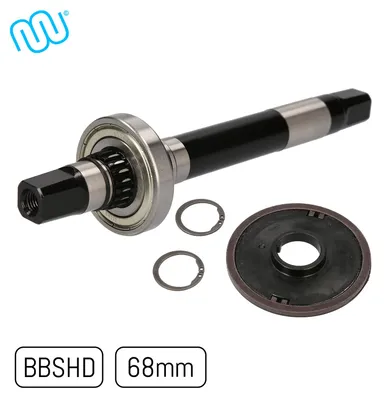Produktbild von windmeile | Bafang Komplette Achse für BBSHD mit PAS, Lager und Kupplung, 174mm Länge, 68mm Tretlagerbreite, CR45, Fahrrad, E-Bike, Elektro Fahrrad, Pedelec