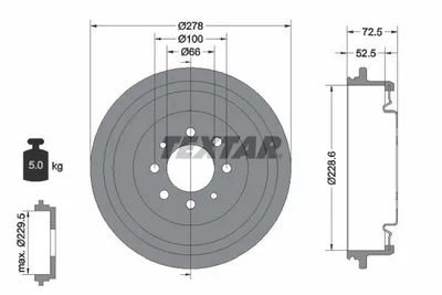 Produktbild von 2x TEXTAR 94013700 Bremstrommel Hinterachse
