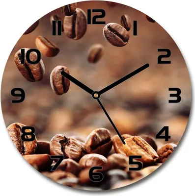 Produktbild von Wanduhr aus Glas 30fi Glasbild Glasuhr Gehärtetes Glas - schwarze-zeiger - Coffee beans