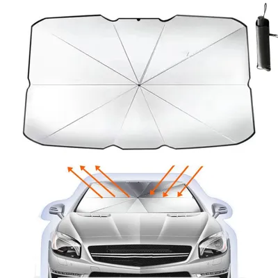 Obrázok produktu pre Ochranná clona do auta na čelné sklo - 125x65 cm - ochrana pred UV žiarením - ochrana pred teplom - ochrana pred prachom - kryt na čelné sklo - s ochrannými krytmi - vhodné pre väčšinu automobilov