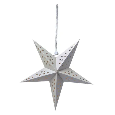 Image de Clayre & Eef Étoile suspendue 30x10x30 cm Blanc Papier