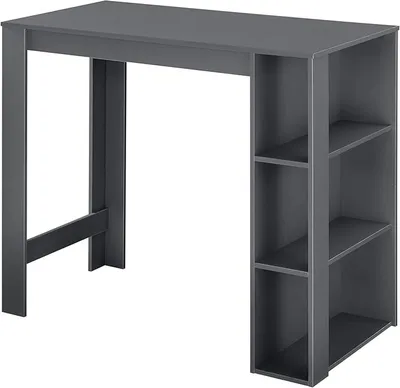 Produktbild von Bartisch Danderyd Bistrotisch Esstisch 120 x 60 x 106 cm Küchentheke mit 3 Ablagefächern Stehtisch Bartheke für Esszimmer Wohnzimmer Küche Dunkelgrau