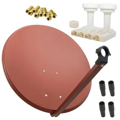 Produktbild von PremiumX SAT Anlage 80cm Antenne Ziegelrot Quad Monoblock WE 8x F-Stecker